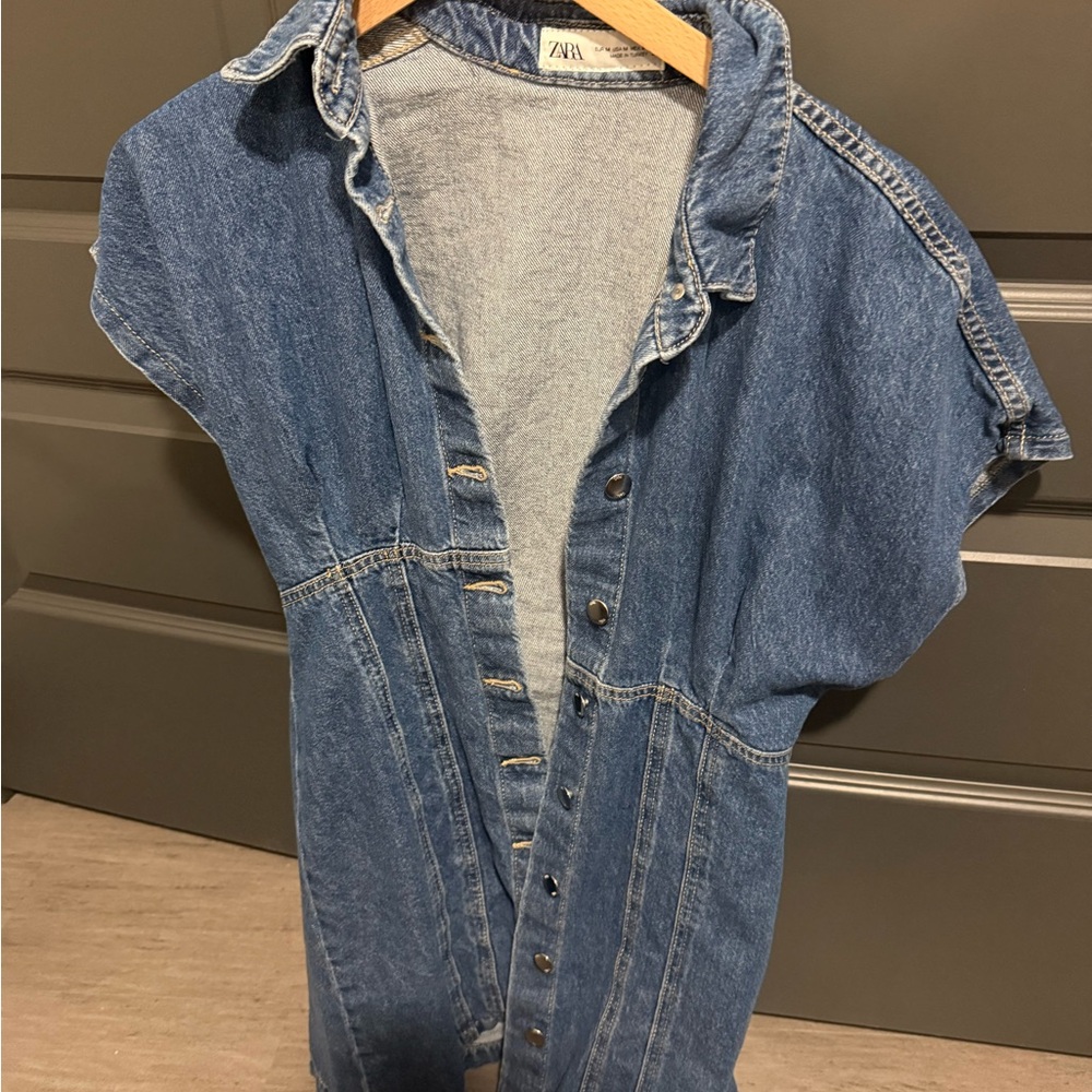 Zara Blue Denim Button-Up dress